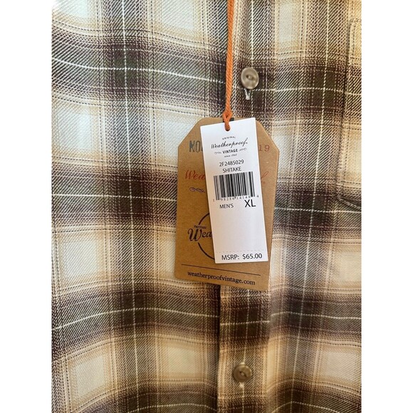 Weatherproof Vintage Men's LUXE FLANNEL Plaid Button Down Shirt Size XL Shitake - Picture 6 of 10